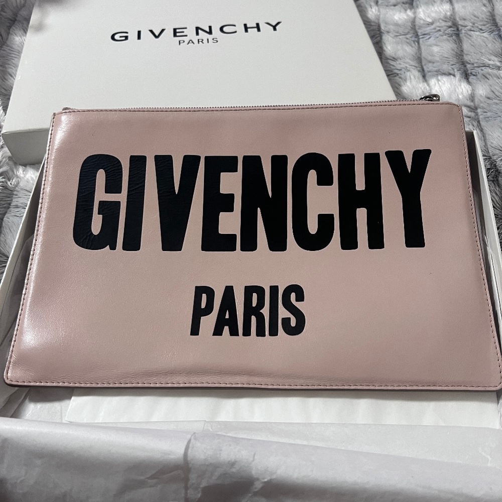 Rare Givenchy Pale Pink and Black Calfskin Leather Pouch!!!